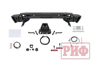 Бампер РИФ силовой задний Toyota Land Cruiser 200 2012-2015 с квадратом под фаркоп и фонарями ( RIF200-22150 )